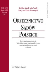 : Orzecznictwo Sądów Polskich - e-wydanie – 11/2022