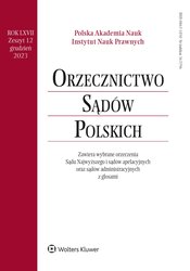 : Orzecznictwo Sądów Polskich - e-wydanie – 12/2023